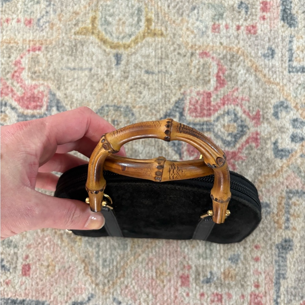 Gucci Black Suede Mini Dome Bag with Bamboo Handles - Picture 4 of 14